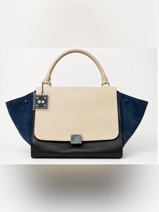 Celine Handbags - Celine Medium Trapeze Tri Color Leather Suede Satchel Phoebe Philo With COA